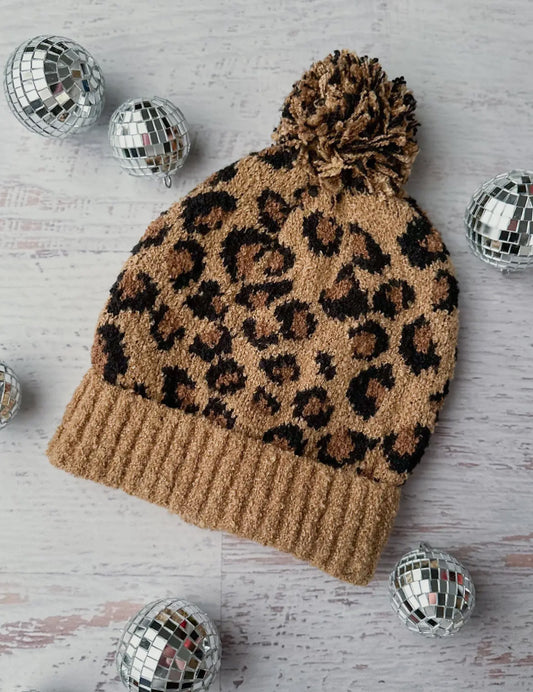 Leopard Print Stocking Cap - Adult