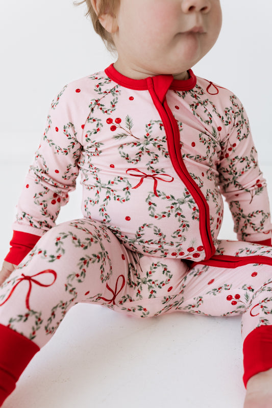 Mistletoe Bows Zipper Romper