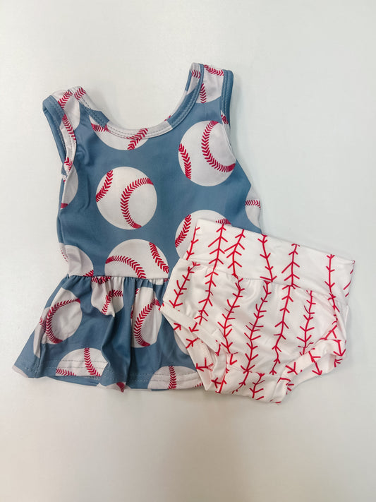 Baseball Peplum & Bloomers Set