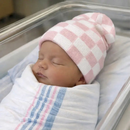 Baby's First Hat - Pink Checkerboard