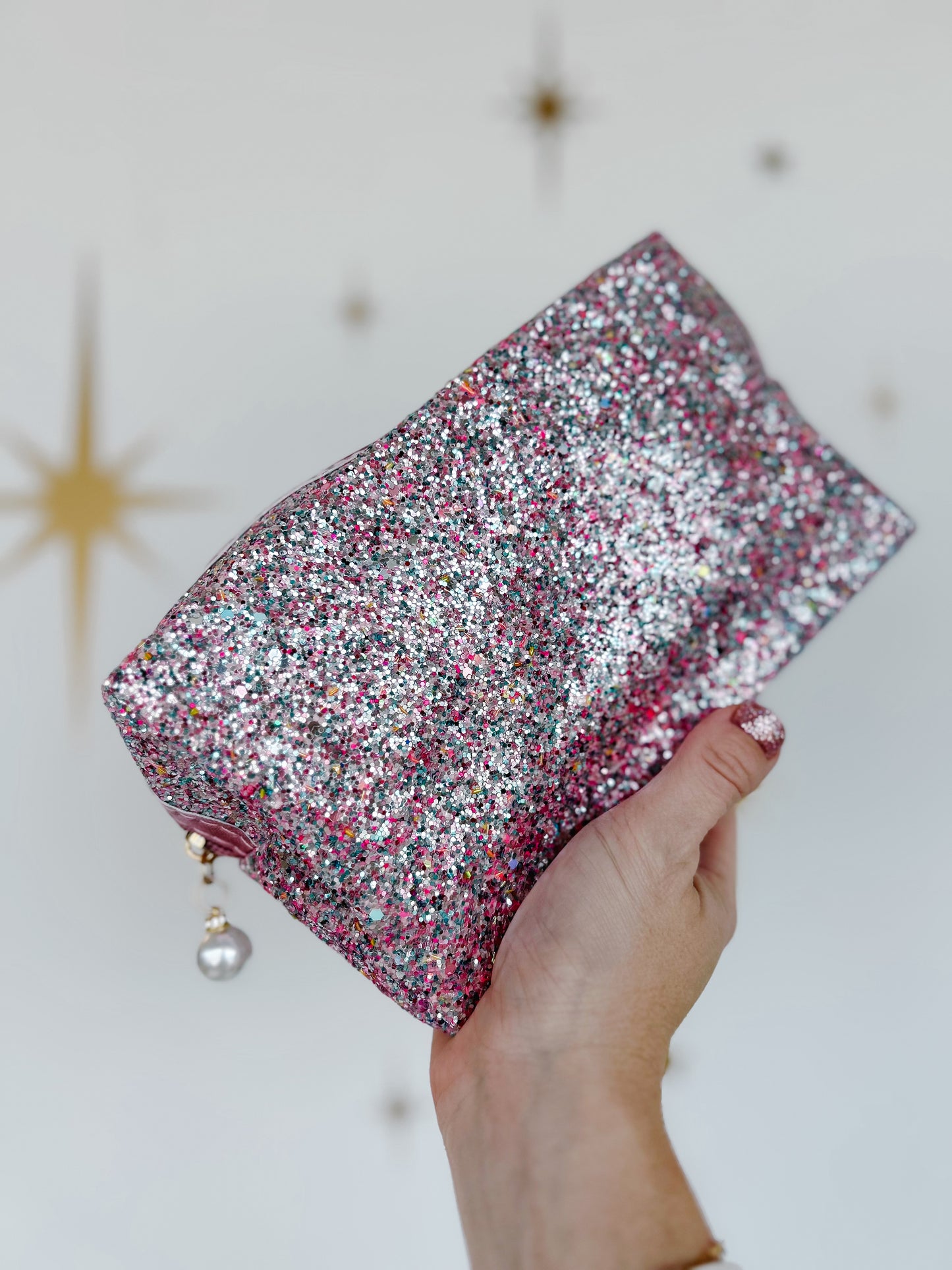 Cosmetic Zipper Bag - Glitter Pearl