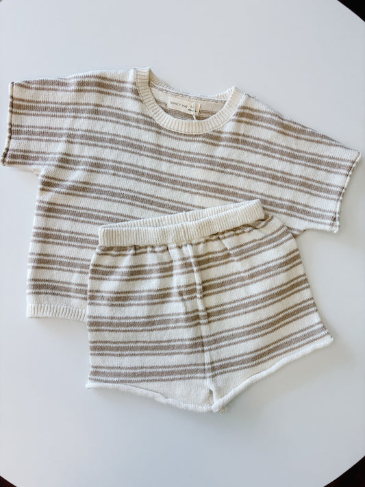 Summer Knit Oat Stripe Set