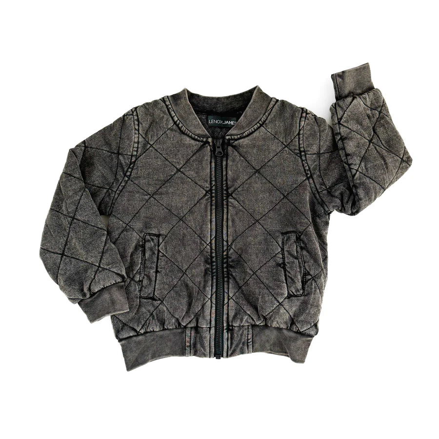 Charcoal Quilted Bomber Jacket
