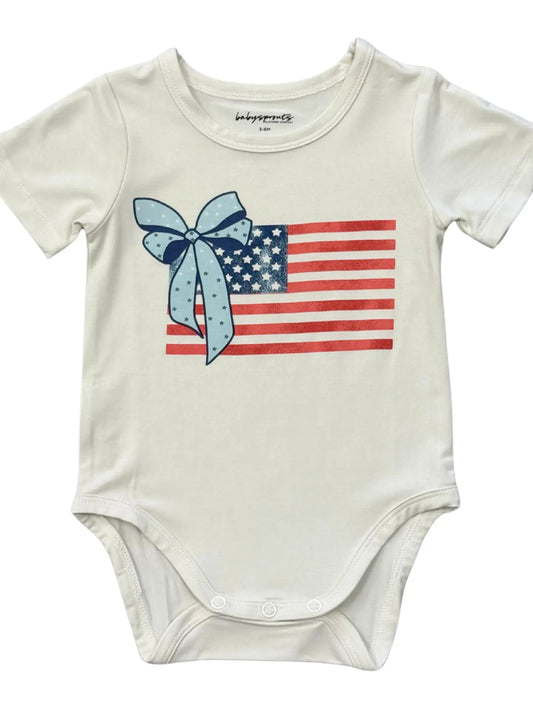 American Flag Short Sleeve Bodysuit
