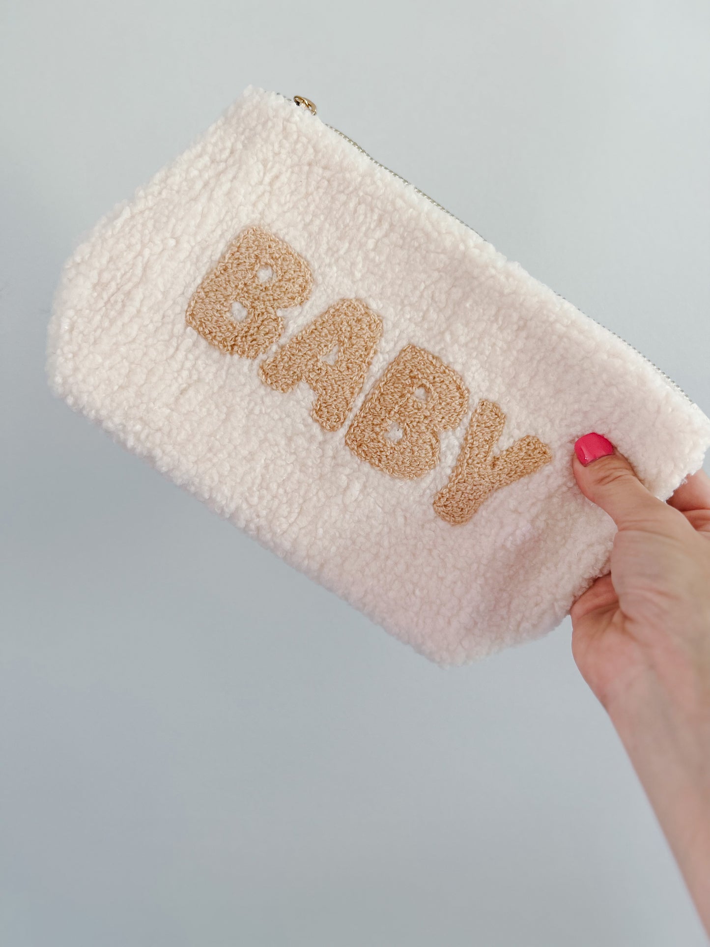 Cream Teddy 'Baby' Pouch