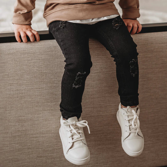 Distressed Black Denim