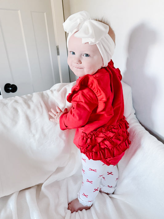 Red Sweatshirt Bubble Romper