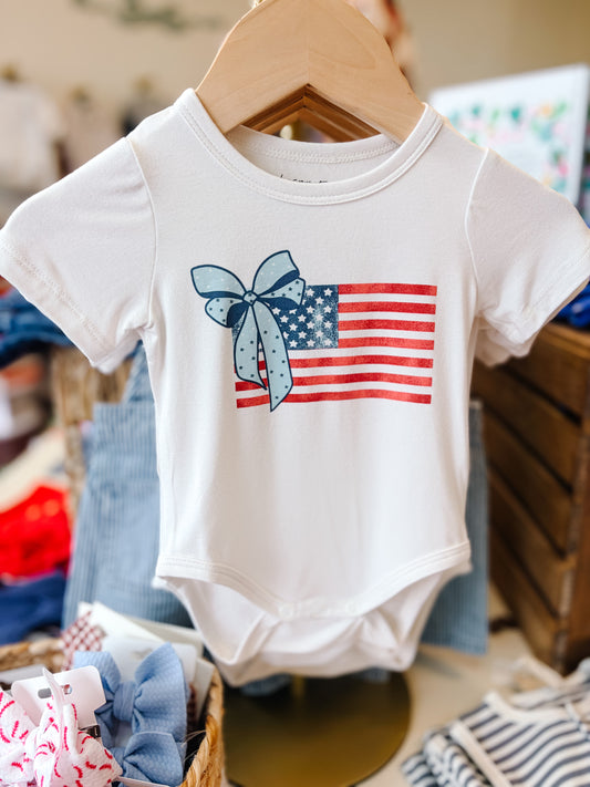 American Flag Short Sleeve Bodysuit