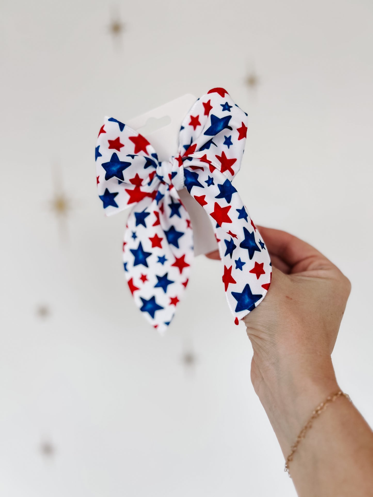 Patriotic Stars Hand Tied Bow