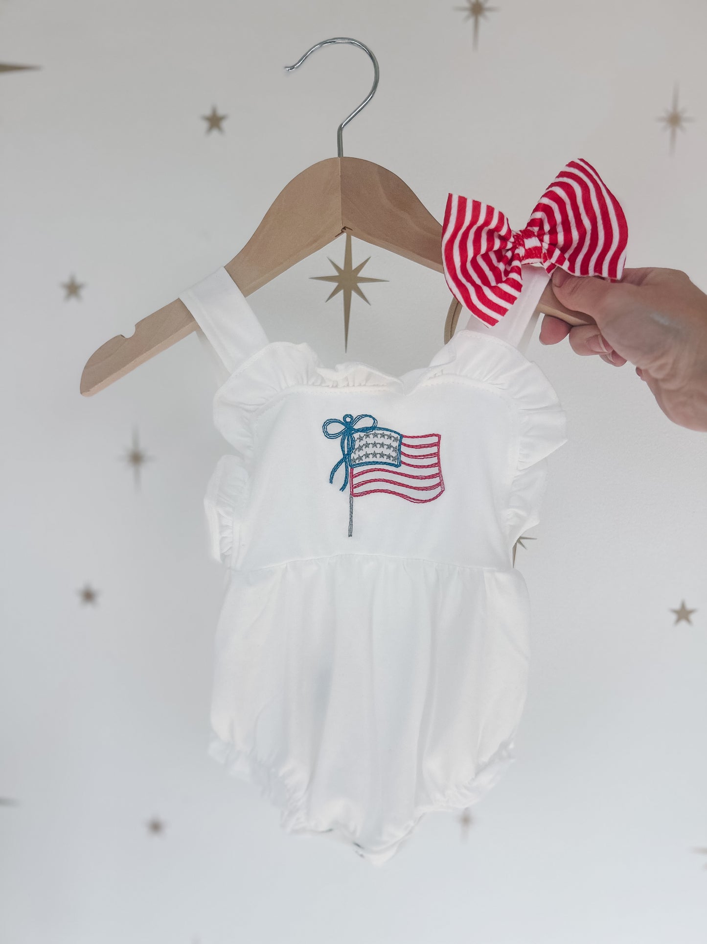 Embroidered Flag Bubble Romper