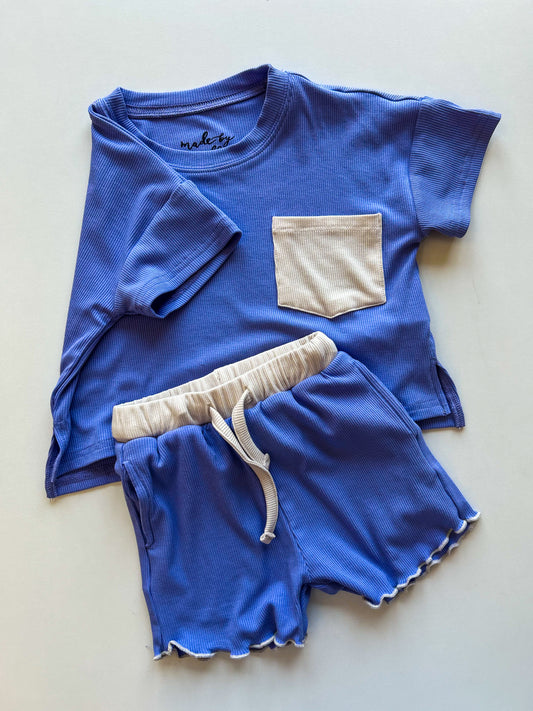 Periwinkle Boxy Shirt & Shorts Set