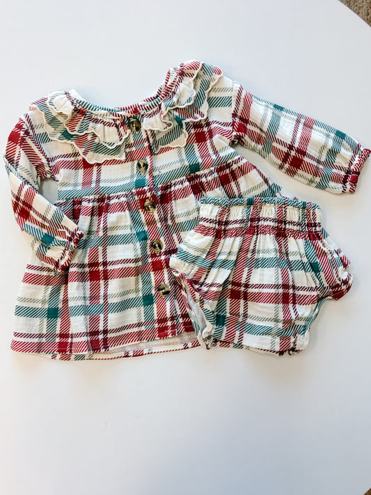 Ruffled Collar Dress Set