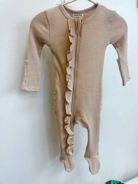 Waffle 2 Way Zip Ruffle Footie