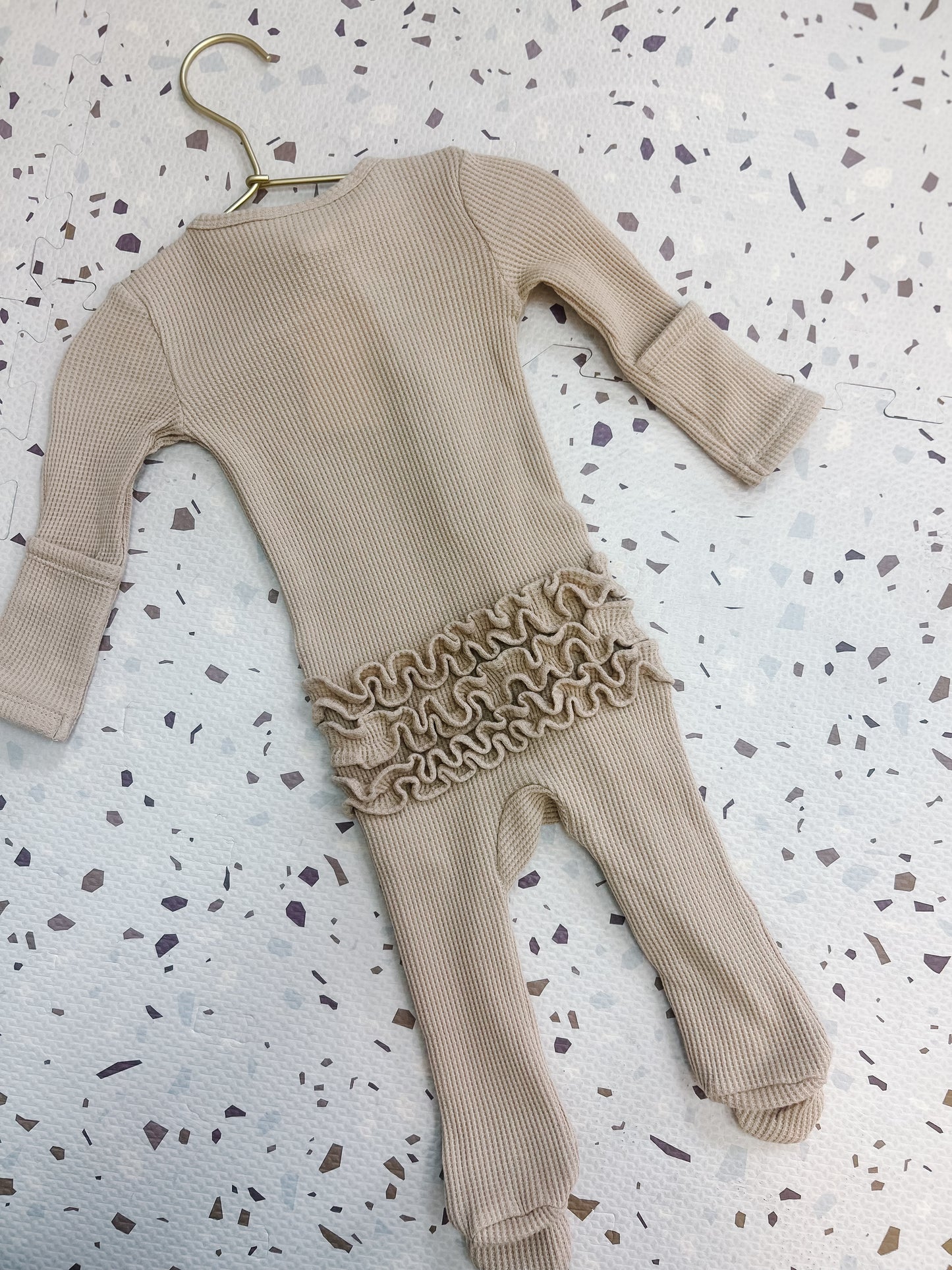 Waffle 2 Way Zip Ruffle Footie
