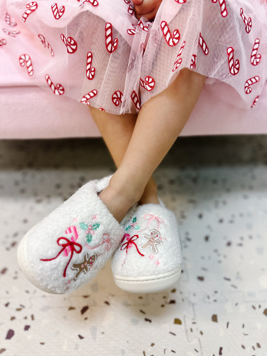 Gingerbread Bow Slippers - Kids