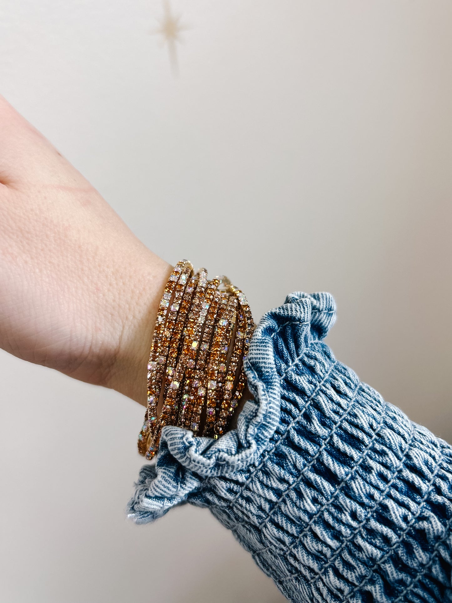 12 Layer Stretch Crystal Stone Bracelets - Gold