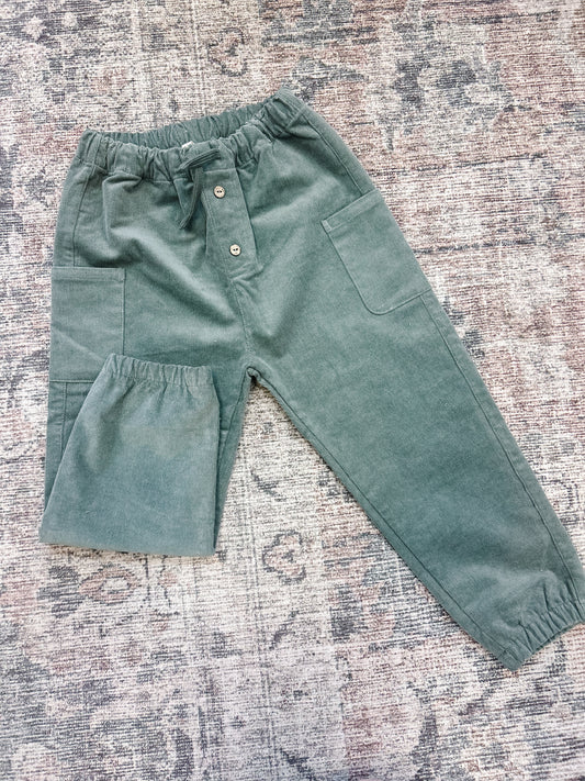 Quincy Mae Green Corduroy Pants 4-5 years