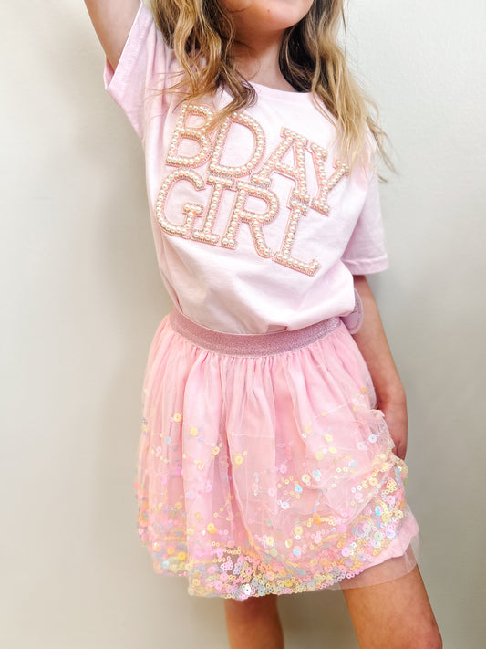 Bday Girl Pearl Patch Tee