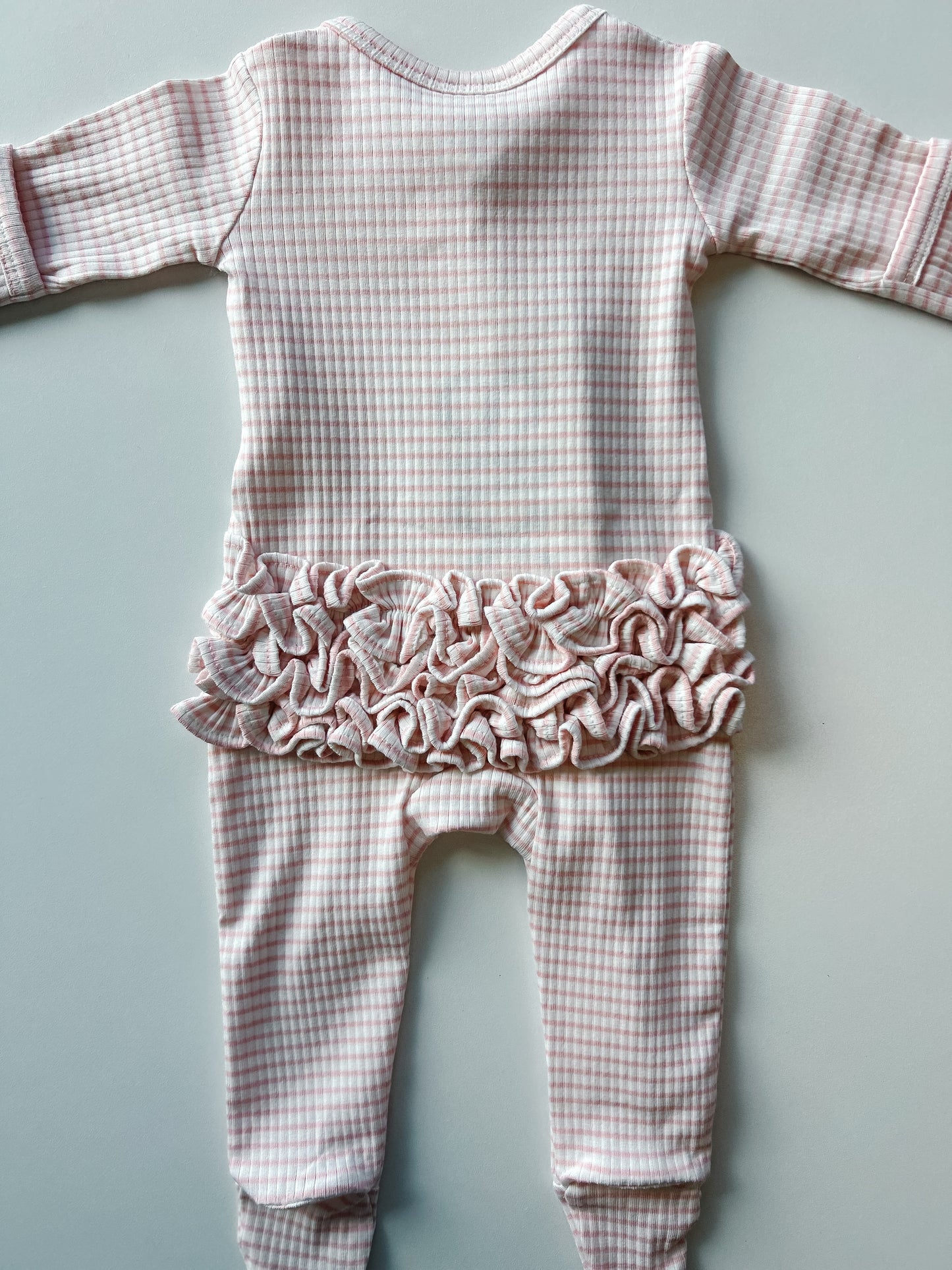 Pink Stripe Ribbed Zip Footie