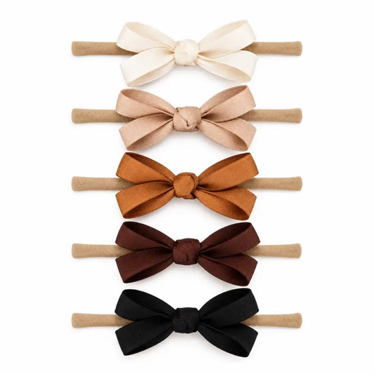 5 Pack Petite Neutral Nylon Bows