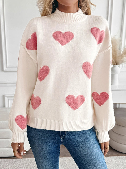 Pink Heart Knit Pullover