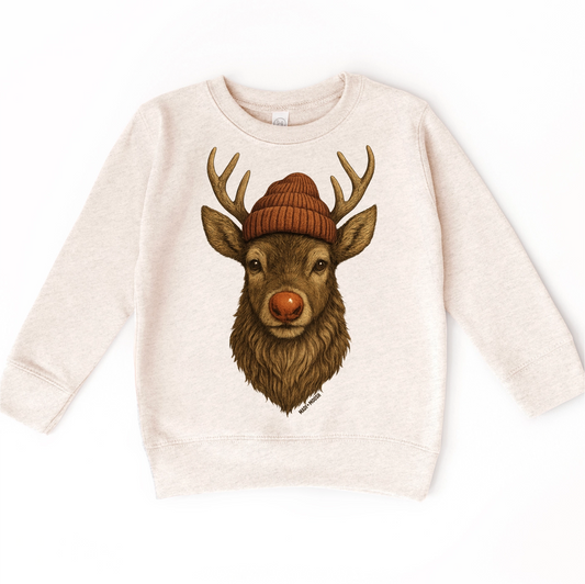 Deer in Beanie Crewneck