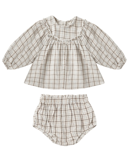 Mia Top + Bloomer Set - Blue Plaid
