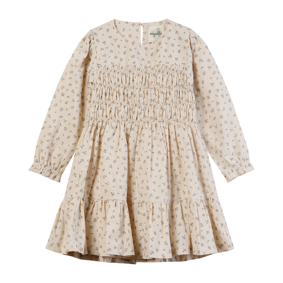 Adelyn Dress - Oatmeal Rosebuds