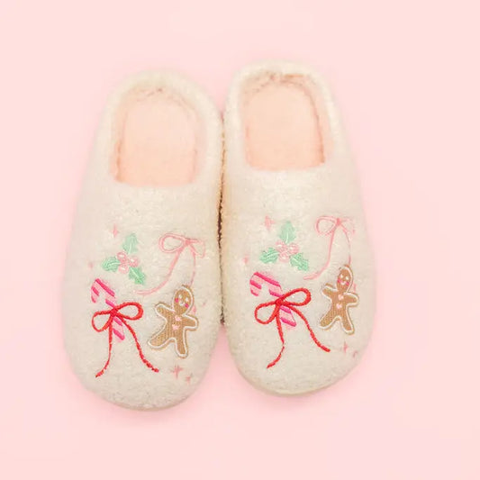Gingerbread Bow Slippers - Adult
