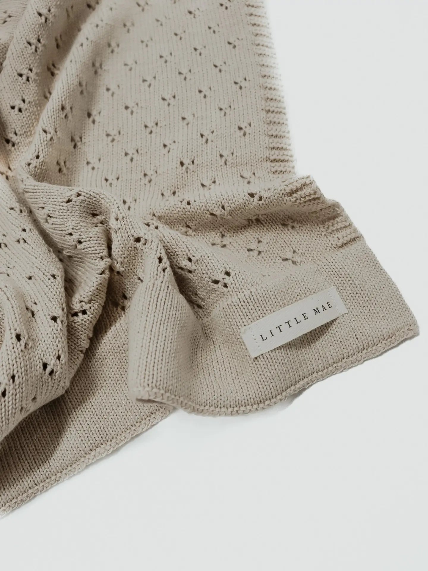 Toffee Pointelle Knit Blanket