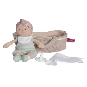Knitted Carry Cot w/ Baby, Soother & Blanket