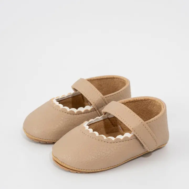 Scalloped Mary Jane Shoes - Neutral