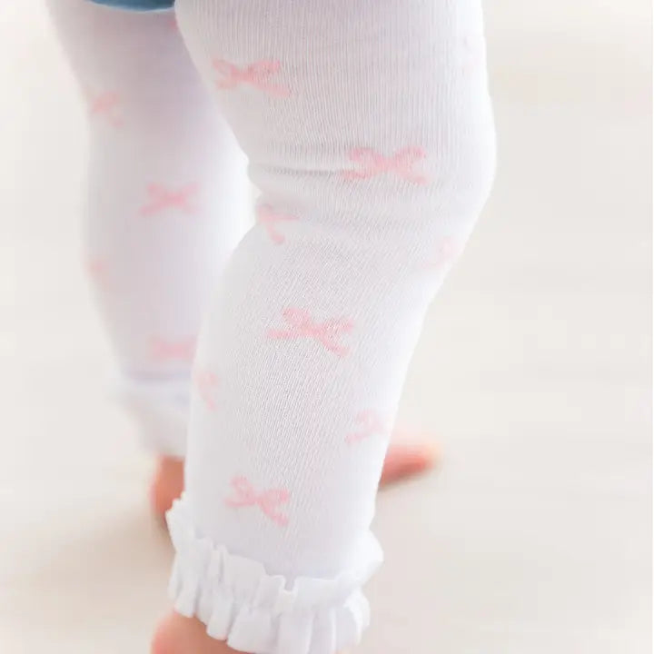 Pink Bows Footless Ruffle Tights