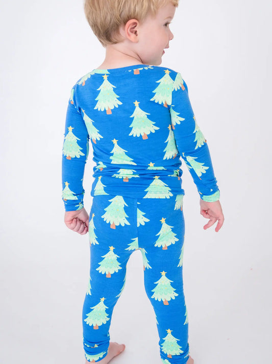 Blue Twinkling Trees Long Sleeve Set