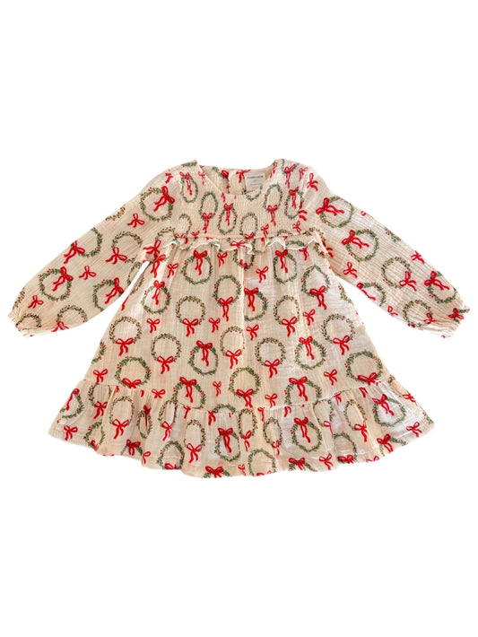 Wreath Smocked Ruffle Tiered Dress & Bloomer