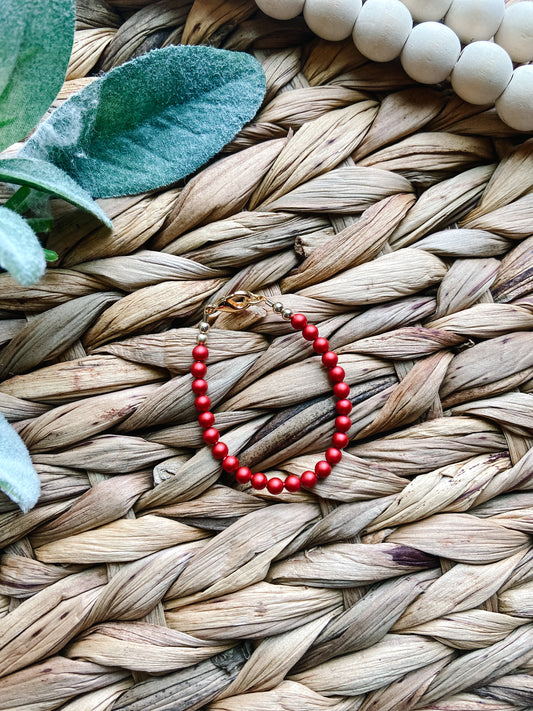 Matte Red Pearl Bracelet