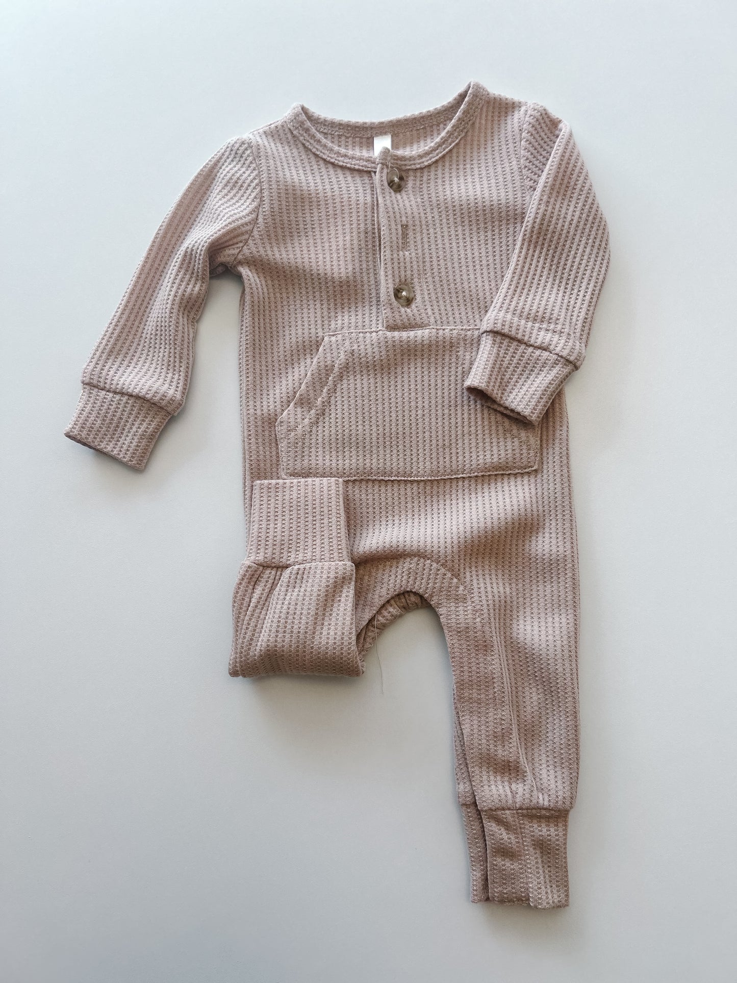 Waffle Romper in Taupe