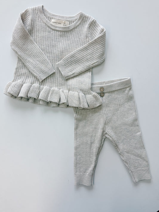 Rib Knit Peplum Set