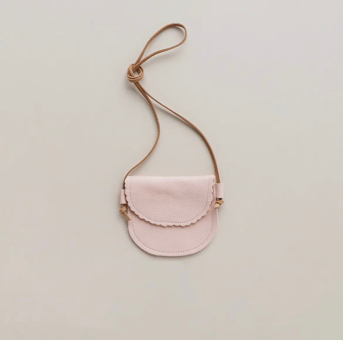 Little Girl Scalloped Leather Purse - Blush