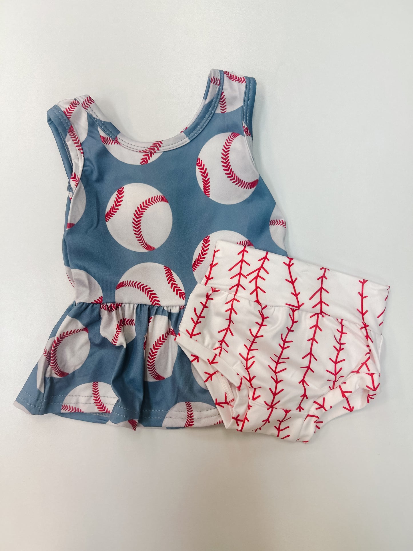 Baseball Peplum & Bloomers Set