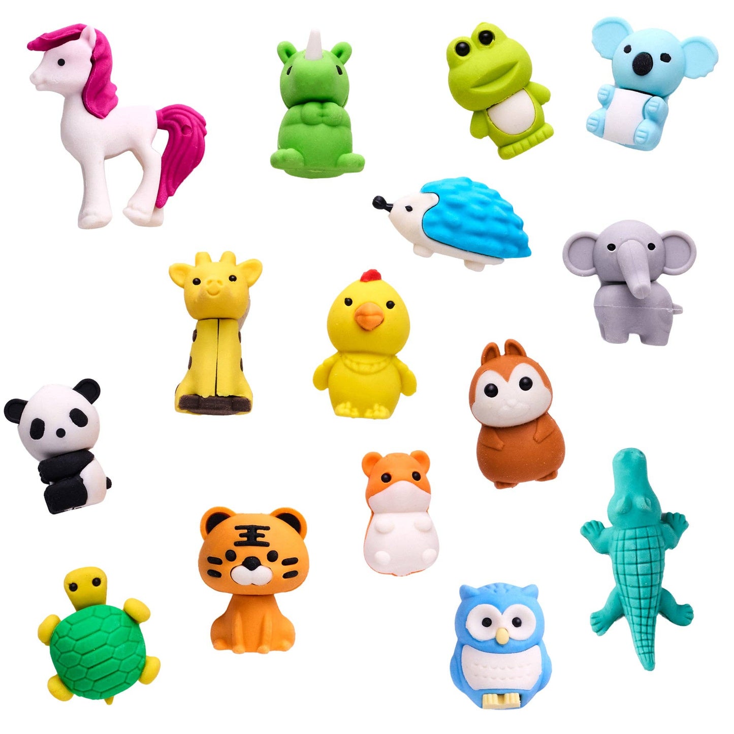 Desk Pets - Animal Themed Set of 15 Erasers