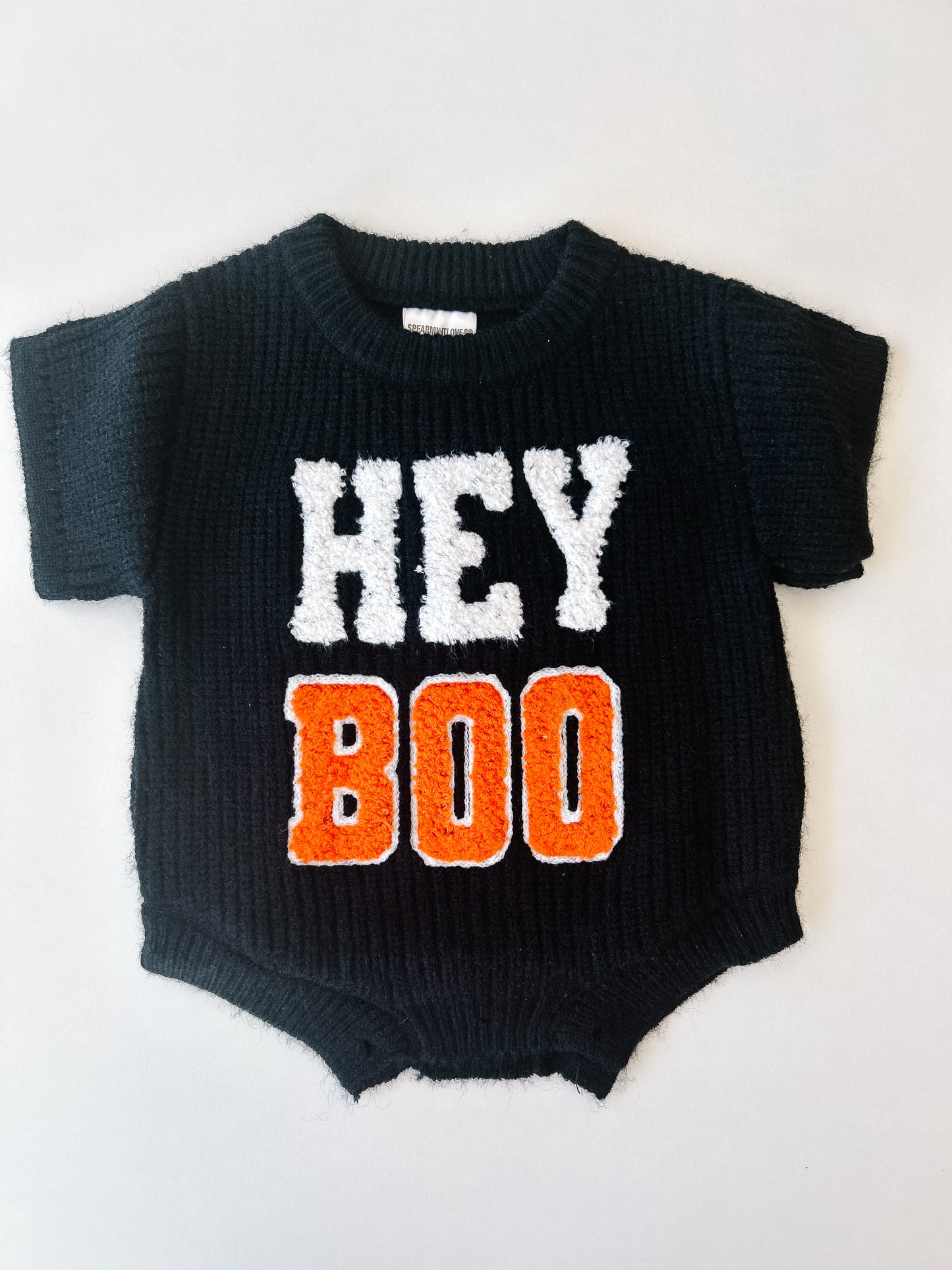 ‘Hey Boo’ Sweater Romper