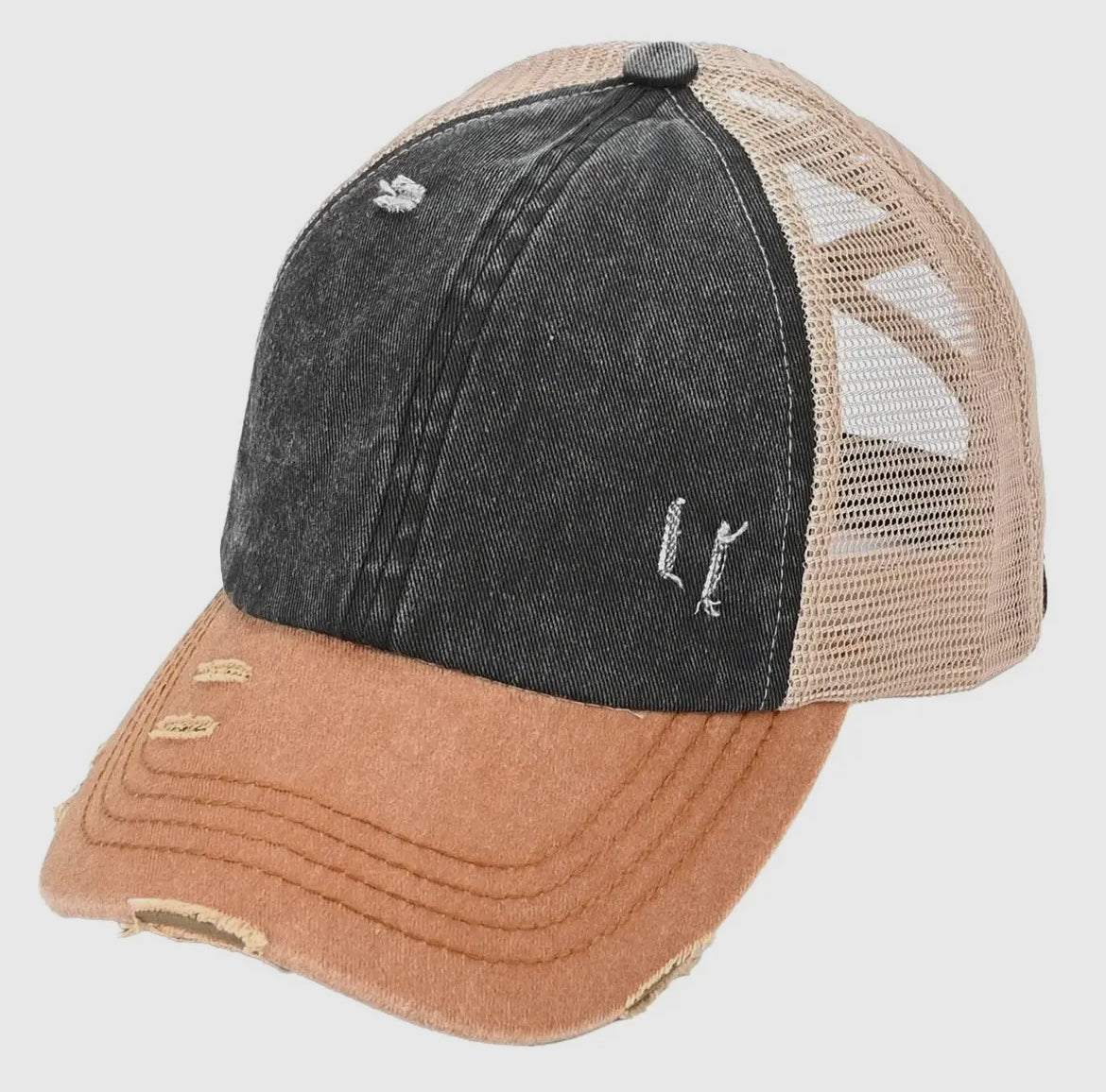 2 Tone Criss Cross Mesh Ponycap