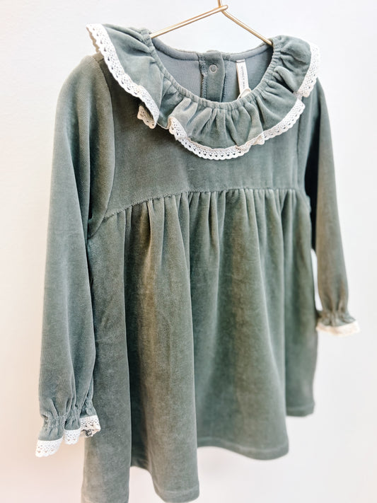 Velour Dress - Spruce
