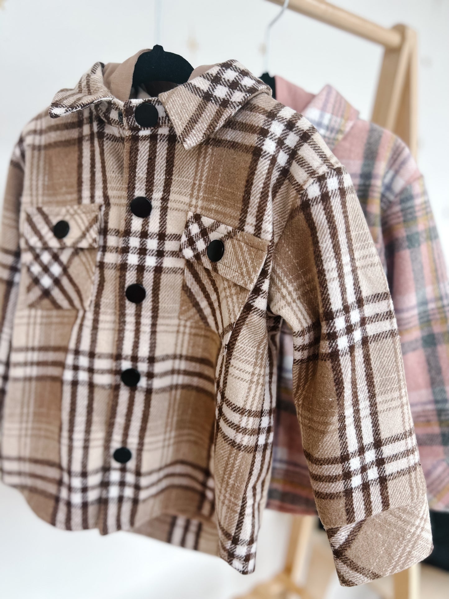 Mocha Plaid Hooded Shacket