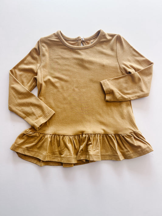 Long Sleeve Peplum Top in Mustard