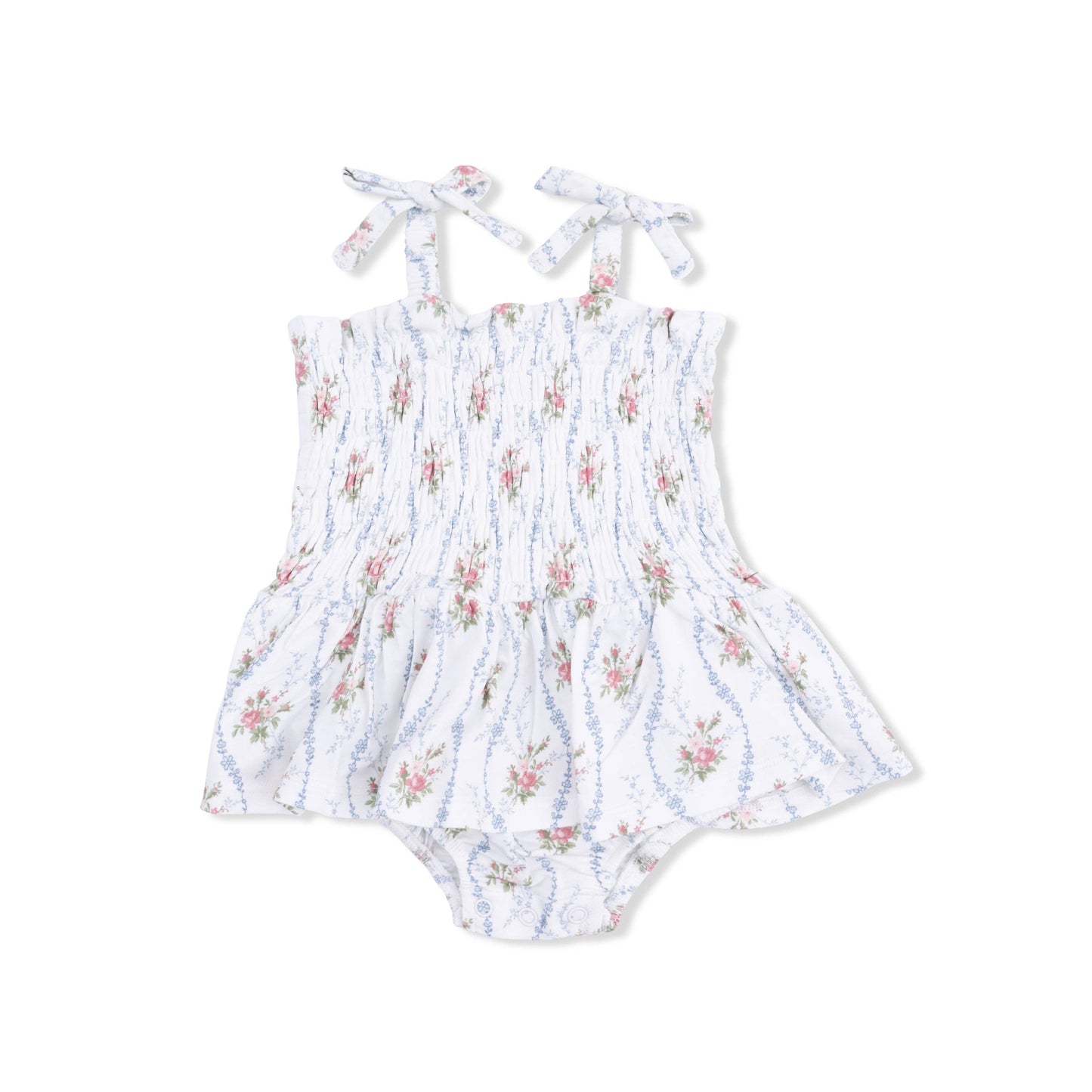 Heirloom Rose Stripe - Smocked Bubble with Skirt
