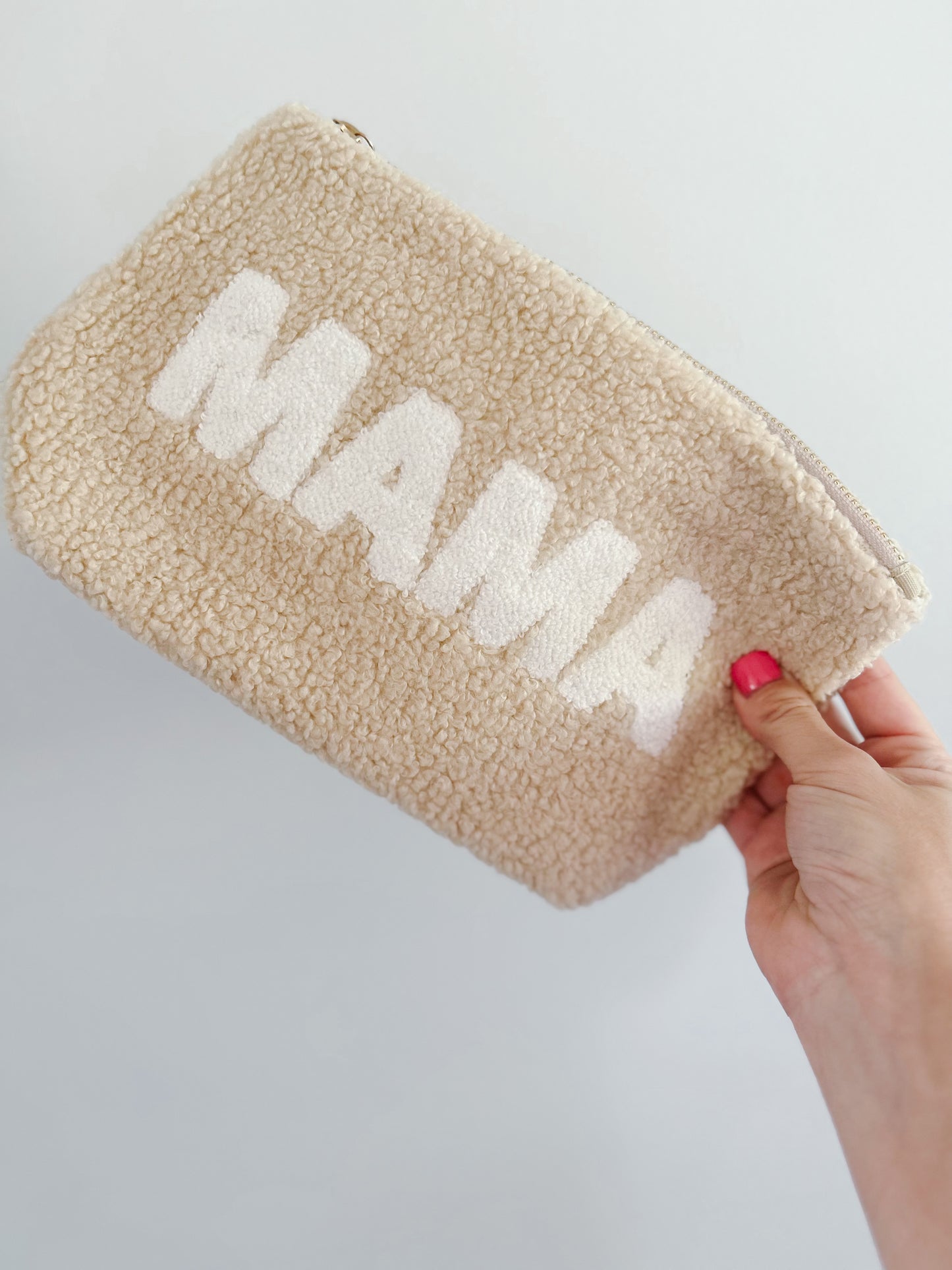 Tan Teddy 'MAMA' Pouch