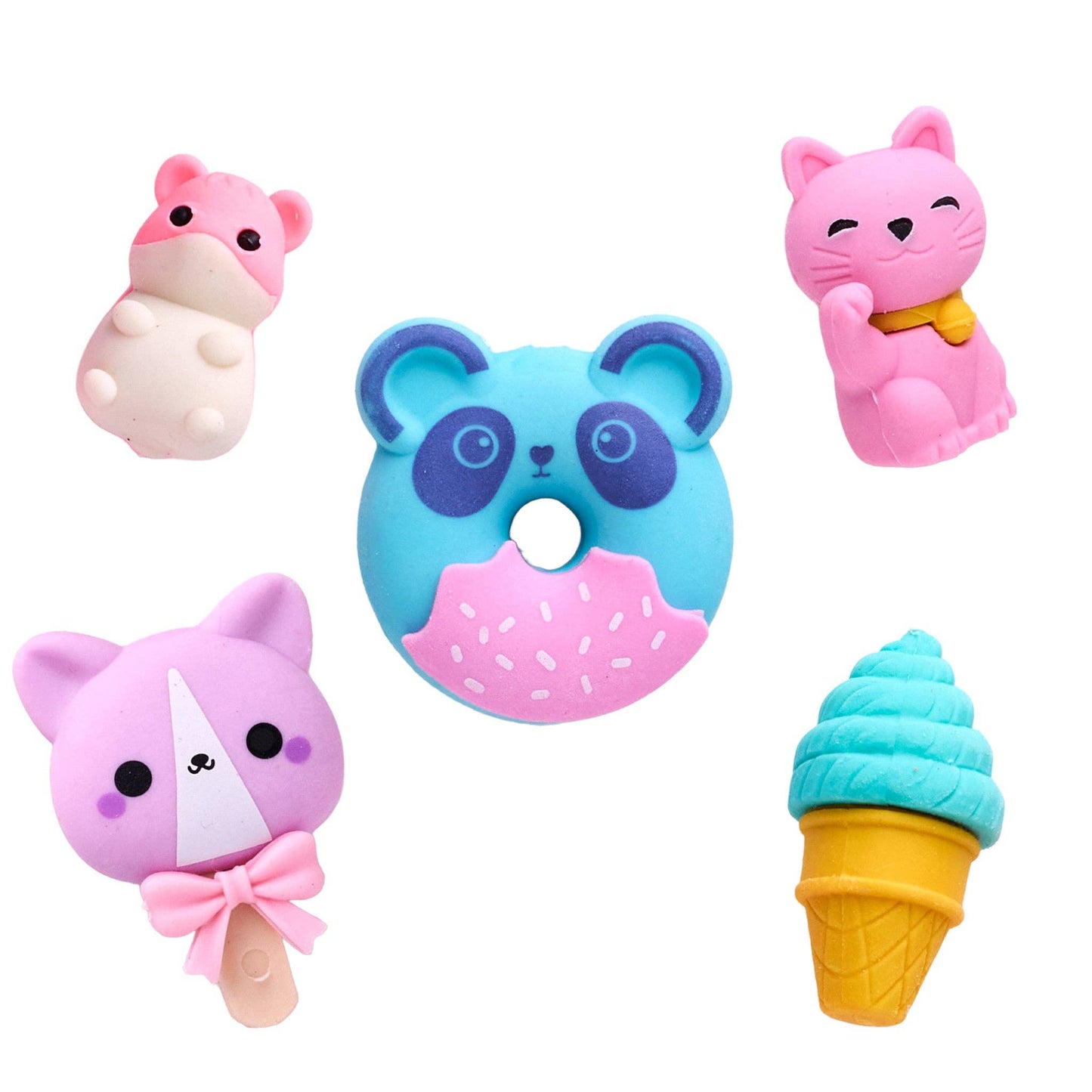 Desk Pets Mini Erasers - Kawaii Theme Set of 15 Erasers