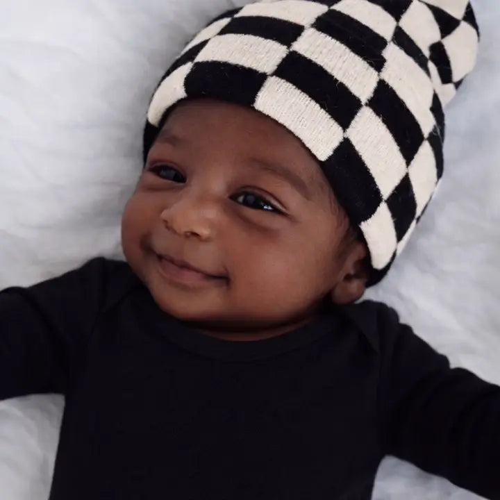 Baby's First Hat - Black Checkerboard